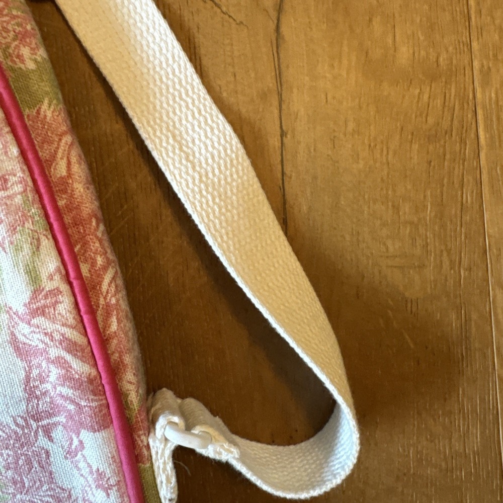 Ame & Lulu Boston Green Pink Toile Zip Up Tennis Racquet Bag With Pocket - Picture 4 of 14